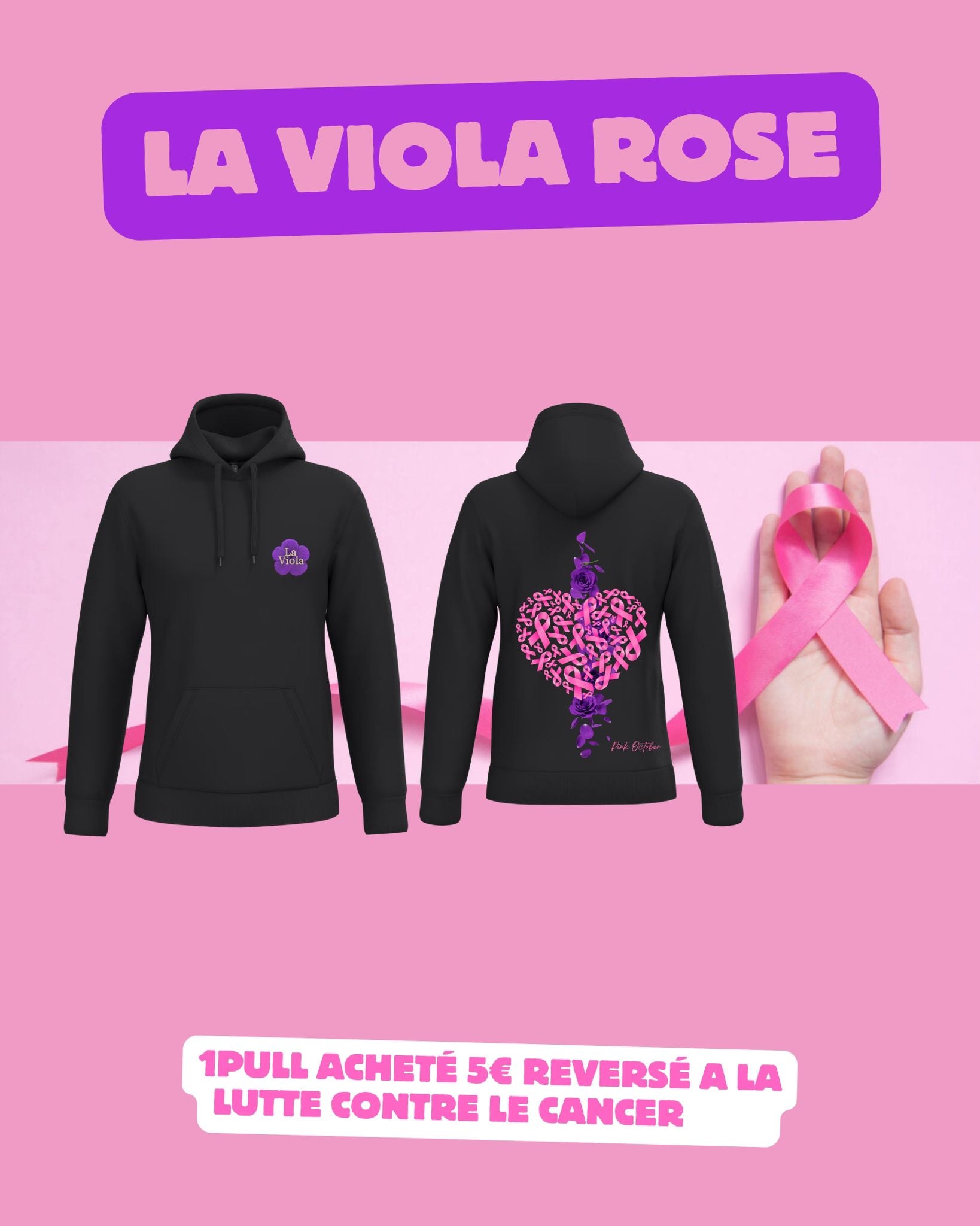 Sweat-shirt La Viola - Octobre Rose 🎀