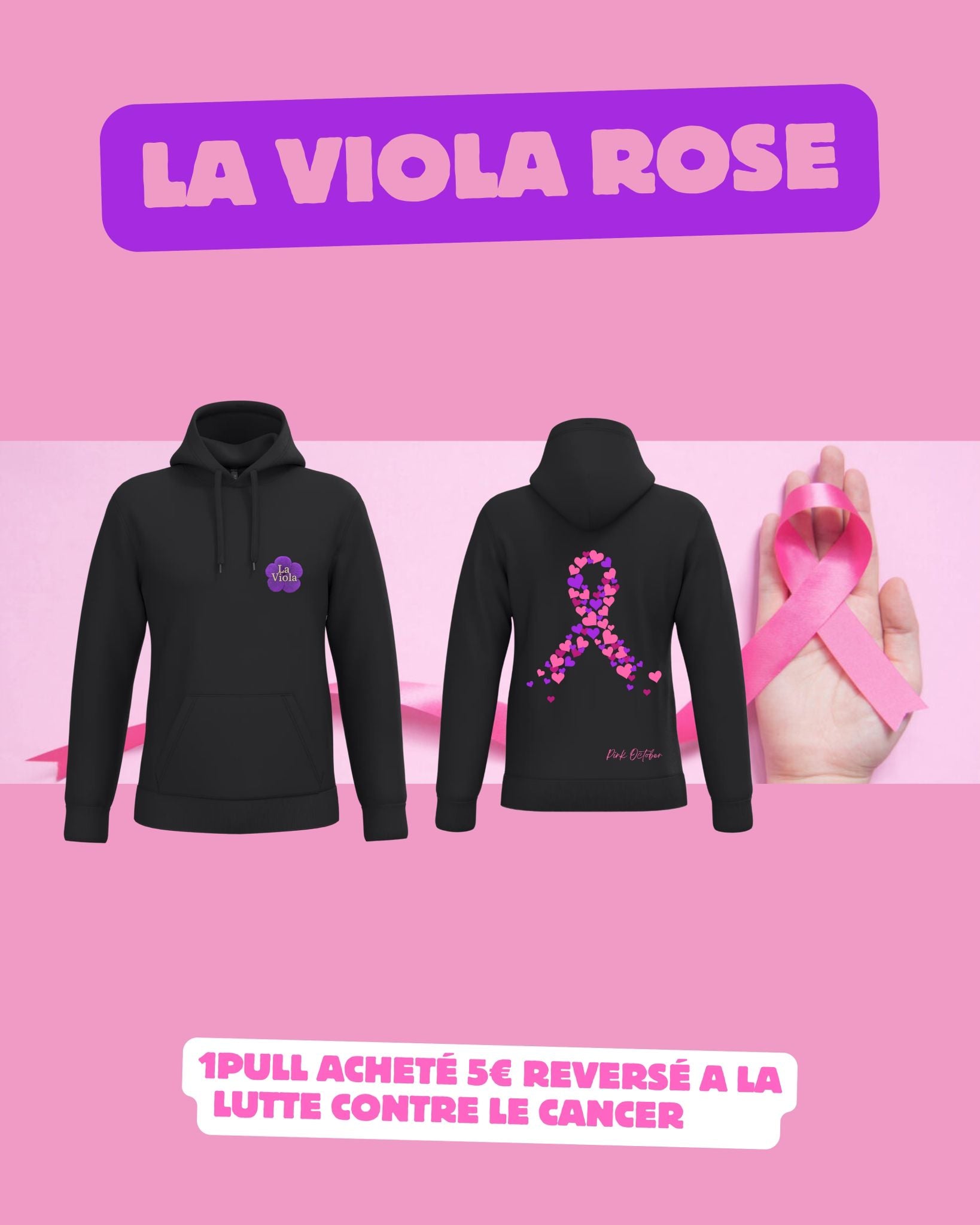 Sweat-shirt La Viola - Octobre Rose 🎀