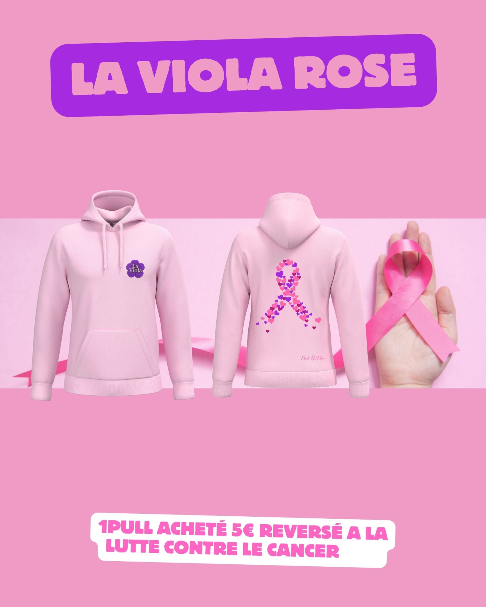 Sweat-shirt La Viola - Octobre Rose 🎀