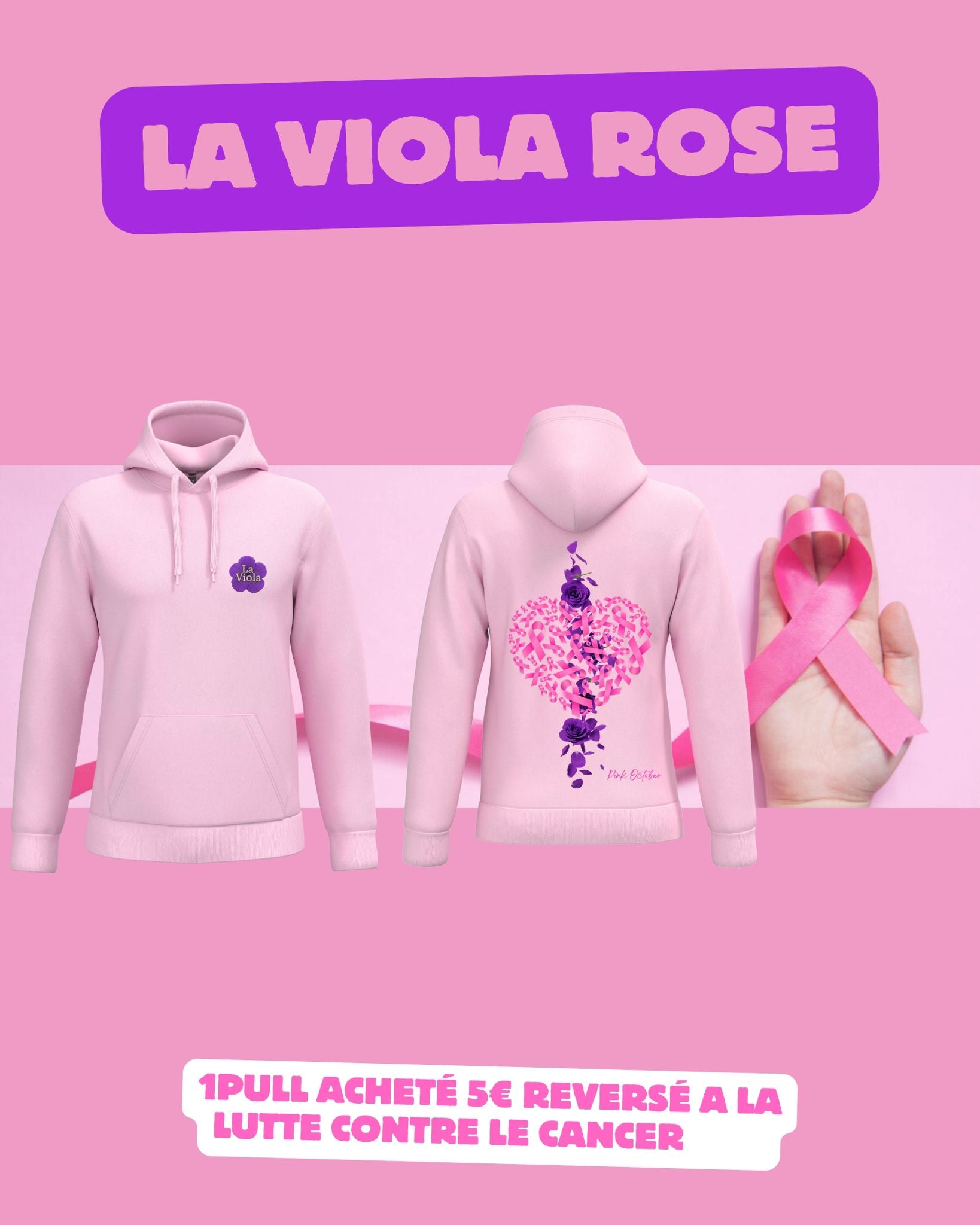 Sweat-shirt La Viola - Octobre Rose 🎀